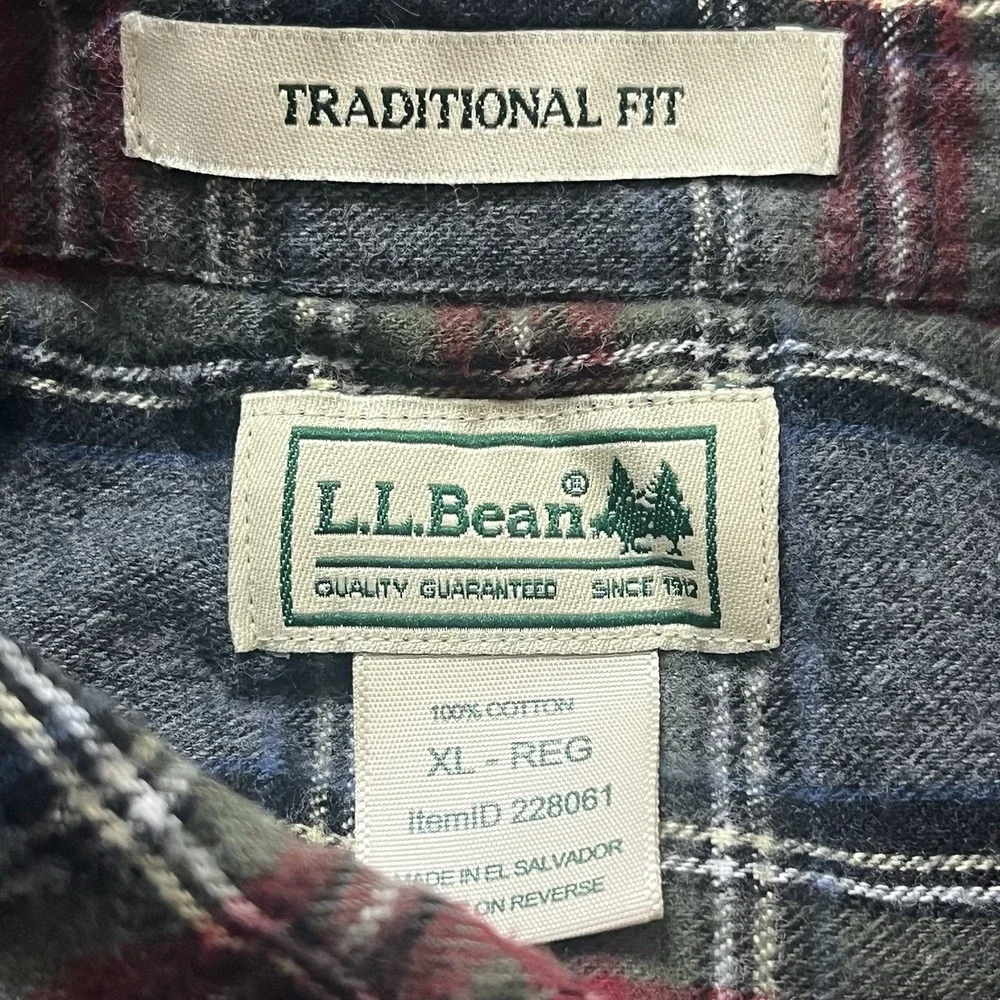 LL Bean Chamois Shirt Men XL Plaid Heavy Button‎ Up Flannel Traditional Fit